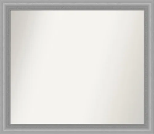 Vista 324 de Amanti Art Espejo de baño plateado para sobre el fregadero, 24 x 24 pulgadas, espejo cuadrado de peltre forjado a medida, marco de madera casual