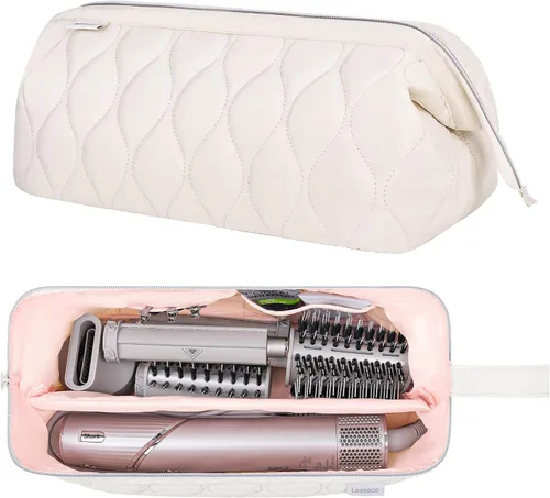 Vista 9 de Lexeeco Dyson Airwrap Travel Case for Shark Flex Style Fusion Hair Dryer Beige