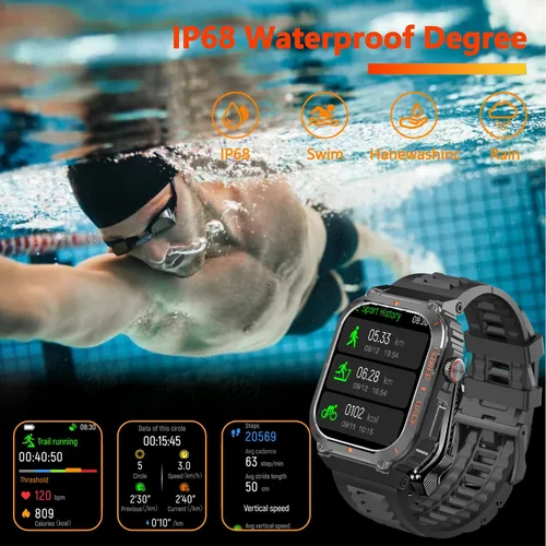 Vista 7 de Reloj inteligente militar con GPS para hombre, presión / altitud/brújula, reloj inteligente de fitness para teléfonos Android y iPhone, rastreador