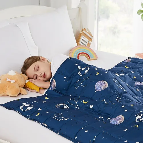Vista 24 de Manta con peso – Manta pesada con patrón de animales de 7 libras – Manta transpirable tamaño pequeño (41 x 60 pulgadas, 7 libras)