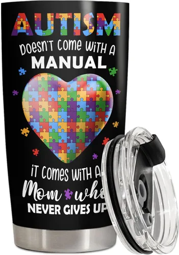 Vista 3 de 34HD Regalo para el Día de la Madre para mamá con autismo – Vaso irrompible para mamá con conciencia sobre el autismo, taza para mamá