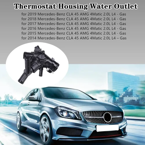 Vista 3 de Salida de agua de carcasa del termostato del refrigerante del motor 2702000615 para Mercedes CLA250 GLA250 CLA45 AMG GLA45 AMG 2.0L - Reemplaza