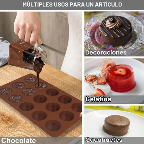 Vista 2 de Moldes de silicona para bombas de grasa Walfos, molde de silicona para dulces Walfos, molde redondo de 15 cavidades - Perfecto para bombas de grasa