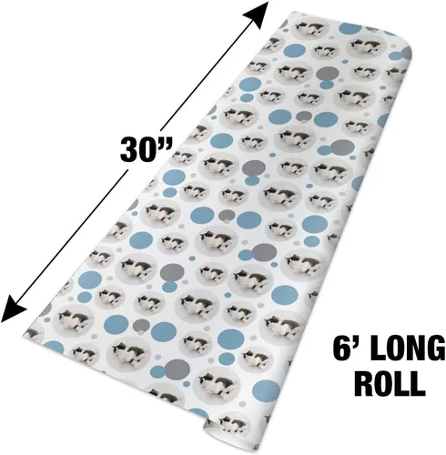 Vista 4 de GRAPHICS & MORE Rollo de papel de regalo de alta calidad con diseño de gato persa y blanco