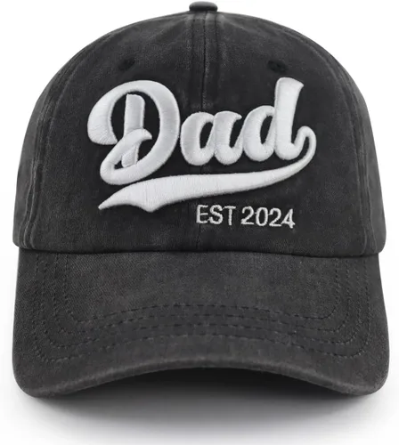 Vista 5 de Gorra de béisbol de 2 piezas para mamá y papá EST 2024, bordada en 3D, ajustable, de algodón lavado, regalos para nuevos padres