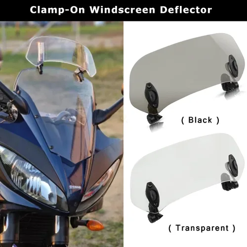 Vista 2 de Extensión universal para parabrisas de motocicleta, alerón ajustable, deflector de parabrisas para motocicleta, enduro, supermoto, scooter, UTV ATV