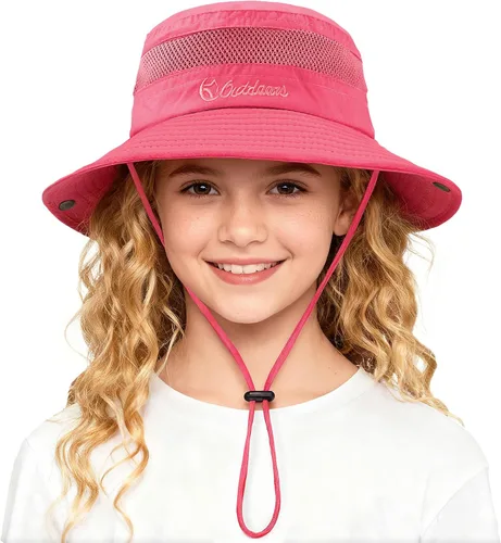 Vista 16 de Sombrero de sol para niños con protección solar UPF 50+, sombrero de pescador para niños y niñas, ala ancha, verano, playa, pesca, safari, sombrero