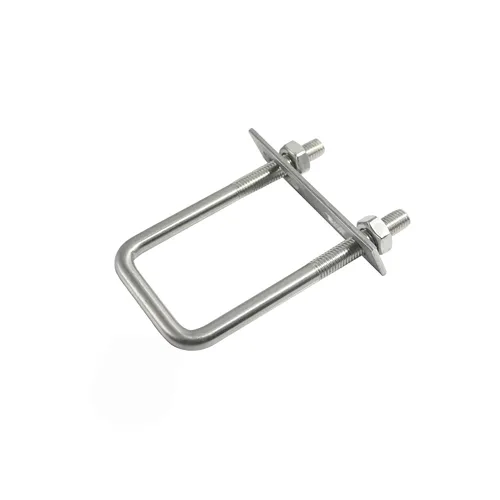 Vista 12 de Pernos en U cuadrados de acero inoxidable 304 de 1 "(25 mm) de ancho interior, 3 "(75 mm) de longitud inoxidable M8 con tuercas, placa de marco