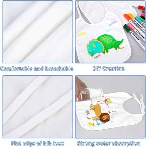 Vista 3 de GOLDGE Deslumbra en baby showers con un kit de decoración de baberos de bricolaje de 44 piezas. 24 baberos, 6 plantillas, 14 marcadores. Regalo