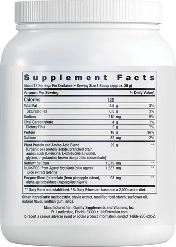Vista 2 de Life Extension Wellness Code - Proteína vegetal completa, vainilla Proteína en polvo a base de plantas más complejo de aminoácidos de cadena