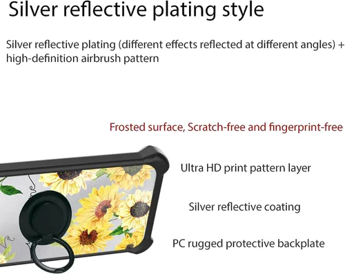 Vista 3 de jioeuinly Funda para Honor X50i 5G compatible con Honor X50i 5G con protector de pantalla de vidrio templado, soporte de anillo, luz reflectante