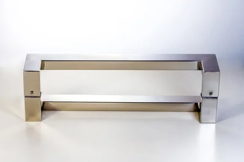 Vista 7 de Manijas de puerta de acero inoxidable modernas de 12 pulgadas espalda con espalda, acabado cromado pulido, manija de puerta externa interna