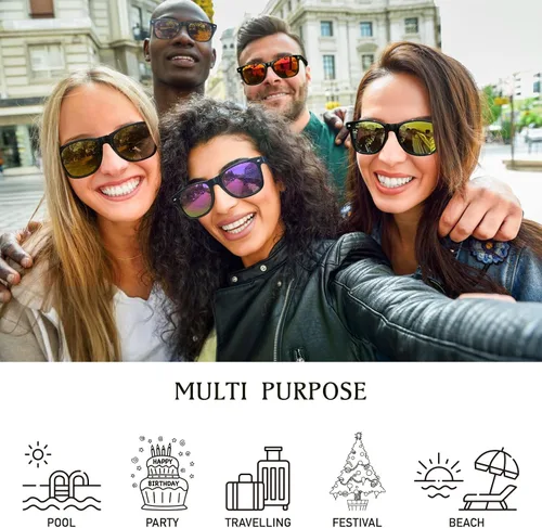 Vista 9 de Dwenarry Party Sunglasses Bulk Adult Retro Plastic Sunglasses Pack of 12 Vintage Sunglasses Party Favors for men women