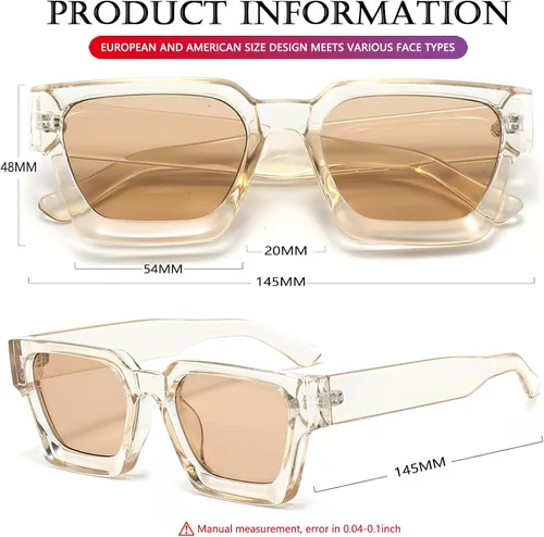 Vista 76 de AIEYEZO Gafas de sol cuadradas para mujeres y hombres, gafas de sol cuadradas con montura gruesa, estilo de diseñador simple