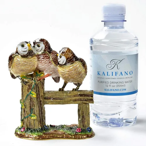 Vista 5 de KALIFANO Joyero decorativo para mujer con cristales Swarovski y piedras preciosas con forma de pájaros, hecho para almacenamiento y organización