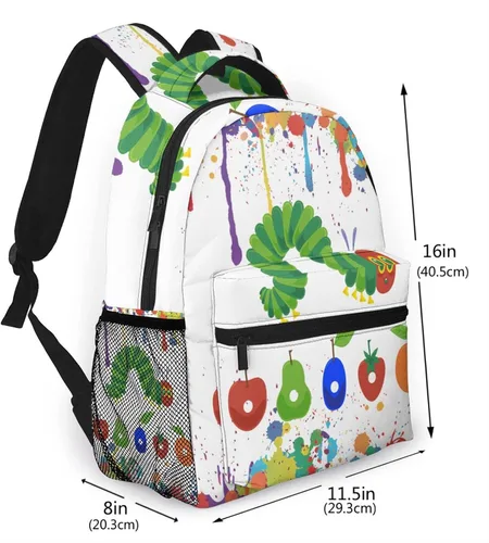Vista 2 de OIUCANP Mochila The Very Hungry Caterpillar, mochila informal de viaje para hombres y mujeres, bolsa de deportes al aire libre multifunción, Negro