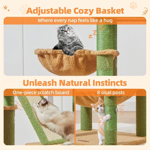 Vista 66 de Taoqimiao Árbol para gatos de 57.5 pulgadas, torre para gatos de interior para adultos, condominio extragrande para gatos, 8 postes rascadores