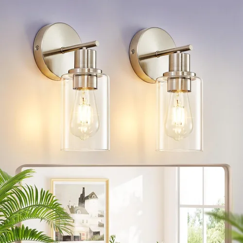 Vista 24 de [Usado] DLLT Lámparas de Baño de 3 Luces: Luces de Tocador Modernas de Níquel con Bombillas E26 - Lámpara de Pared de Baño con Pantalla de Vidrio