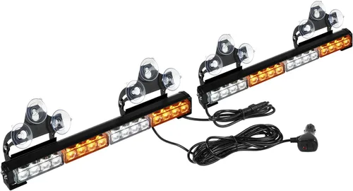 Vista 14 de ASPL - Barra de luz LED intermitente de emergencia de 2 x 16.8 pulgadas, para asesor de tráfico. Barra de luz estroboscópica de 32 LED con 26 Ámbar
