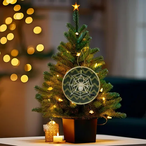 Vista 8 de Matashi Adorno artístico con estampado de araña 5D, adornos colgantes de araña de la suerte para decoración del árbol de Navidad, con historia