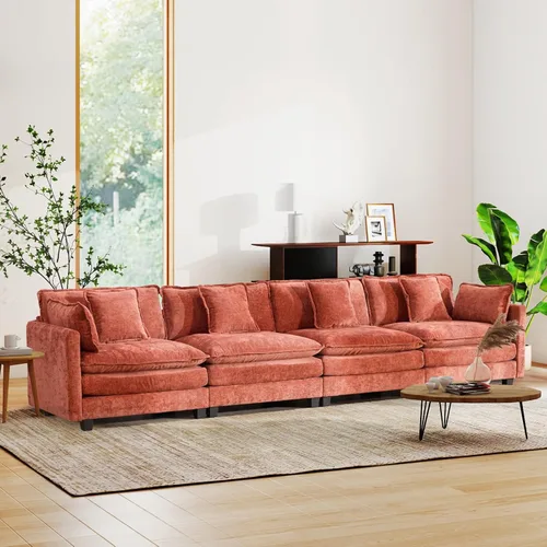 Vista 12 de Sofá seccional modular convertible de 76.7", sofás de dos plazas de chenilla con asiento profundo y cojines tipo loveseat para sala de estar, Beige