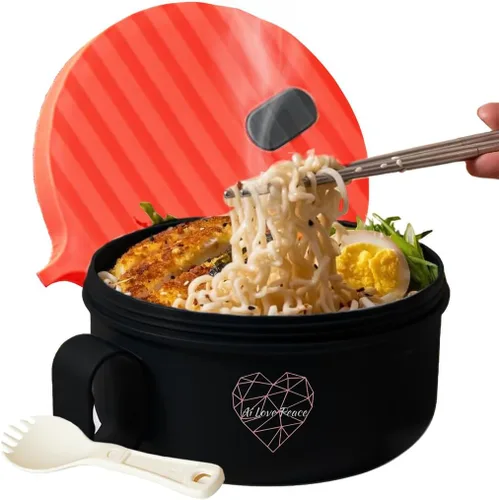 Vista 22 de AI LOVE PEACE Tazón de ramen, olla de ramen, tazón de ramen para microondas, tazón grande de fideos de 40 onzas, tazón para microondas, cuencos