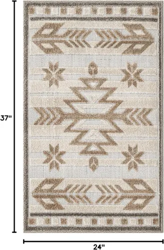 Vista 2 de Unique Loom Outdoor Modern Collection - Alfombra de área - Albuquerque (2' x 3' 1" Rectángulo Beige/Marrón)