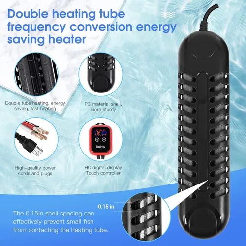 Vista 5 de Calentador de pecera. Calentador de acuario. Calentador de estanque pequeño. Calefacción de doble tubo de 800 W. 1200 W, ahorro de energía y ahorro