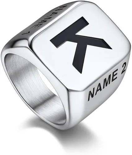 Vista 22 de Bandmax Anillos de sello para hombre, acero inoxidable, chapado en oro de 14 quilates, negro, minimalista, simple, anillo para hombres y mujeres