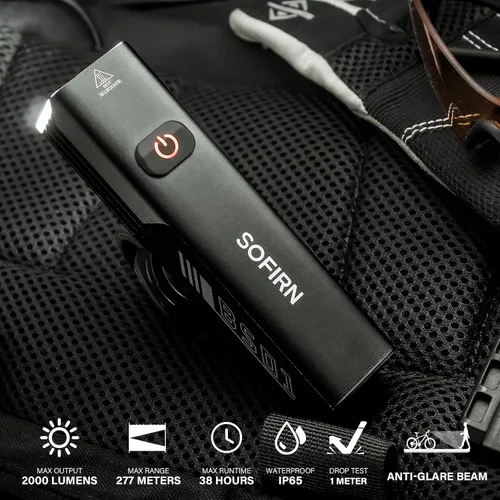 Vista 2 de Sofirn BS01 - Luces de bicicleta para montar por la noche, faros delanteros superbrillantes, USB C recargable, IP65 impermeable, luz delantera