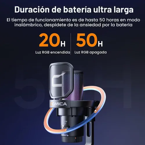 Vista 5 de COMICA Ejoy Uni PRO (D) Micrófono inalámbrico USB para juegos con reducción Negro