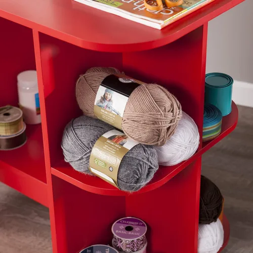 Vista 7 de SEI FURNITURE Southern Enterprises - Mesa extensible para manualidades, color rojo