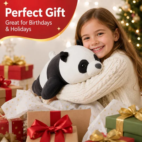 Vista 6 de Almohada de peluche de oso panda gigante de 24" lindo, almohada de cuerpo suave, juguete de animales de peluche de panda grande, regalo para niños