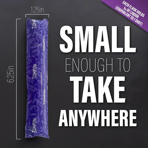 Vista 4 de Tampon Flask – 5 frascos ocultos falsos a prueba de fugas para mujeres Tampón de alcohol – Tubos de alcohol de tampón perfectos para conciertos