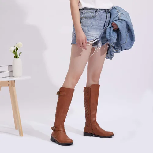 Vista 2 de Jeossy Botas de equitación de 50 hasta la rodilla para mujer con hebilla de metal