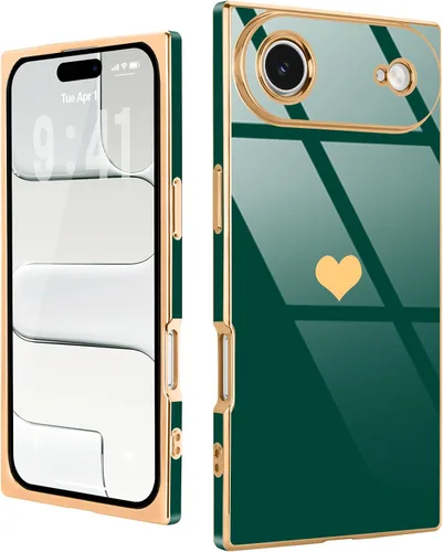 Vista 32 de Compatible con iPhone 12 Funda Rectangular Bonita Chapado Dorado Lujo Corazón de Amor Funda de Teléfono para Mujeres Niñas A Prueba de Golpes