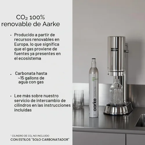 Vista 8 de Aarke Carbonator Pro, Máquina para Agua Espumosa y Carbonatada, Acero Inoxidable con Botella Reutilizable de Vidrio, Volumen 800 mL/27 fl oz