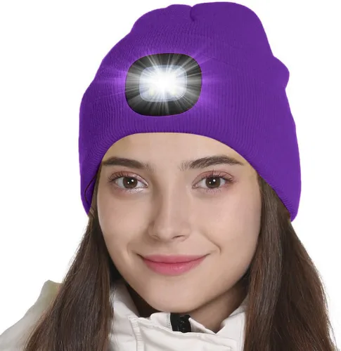 Vista 19 de Tutuko Gorro unisex con luz, gorro LED recargable por USB, sombrero LED con linterna, regalos para hombres, mujeres, papá