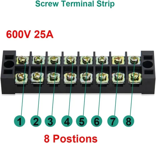 Vista 4 de 8 piezas (4 conjuntos) Bloques de tira de terminal de tornillo de doble hilera de 8 posiciones 600V 25A con cubierta + tira de barrera de terminales