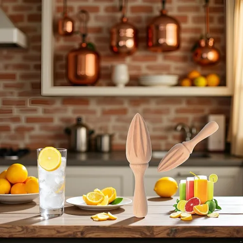 Vista 5 de Exprimidor de cítricos de madera – Escariador manual portátil de limón/naranja Herramienta exprimidora de frutas para el hogar, cafetería y bar