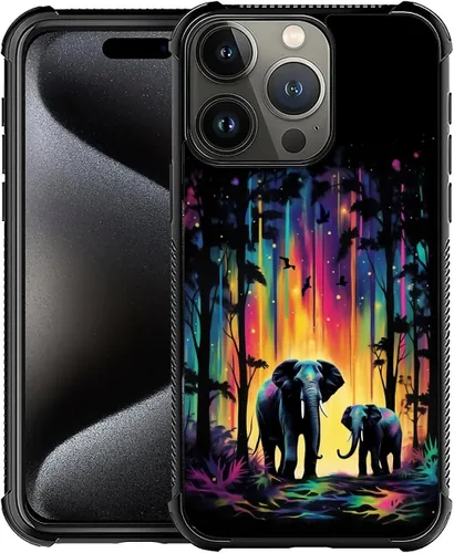 Vista 705 de Funda compatible con iPhone 15, diseño de elefantes africanos, diseño increíble a prueba de golpes, antiarañazos, carcasa trasera de policarbonato