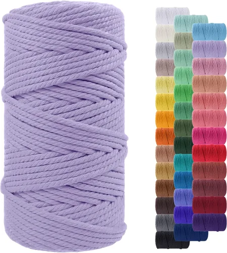 Vista 86 de Cordón de macramé de 0.079 pulgadas, cuerda de algodón natural de 109 yardas, hilo de cuerda de macramé para manualidades, ganchos de pared