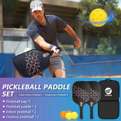 Vista 7 de Juego de 2 palas de pickleball aprobadas por USAPA de fibra de carbono (CHS) núcleo de panal de polipropileno, agarre antideslizante que absorbe
