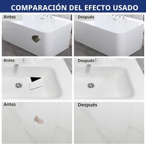 Vista 2 de Kit de reparación de bañera, color blanco, kit de reparación para ducha de fibra de vidrio y fregadero de porcelana, kit de reparación