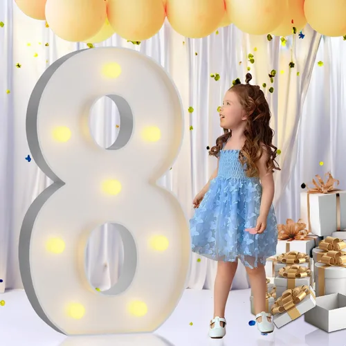 Vista 16 de IMPRSV Letras de mosaico iluminadas de marquesina, 4 pies para globos y fiestas, decoración de kit de arco