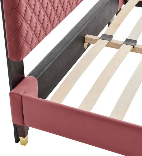 Vista 8 de Modway MOD-6268-DUS Harlow - Marco de cama con plataforma de terciopelo de rendimiento individual, color rosa polvoriento