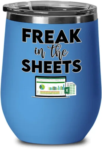 Vista 5 de Freak In The Sheets Excel Wine Tumbler for Accountant CPA Accounting Thank You Appreciation Ideas for Boss Coworker Office Humor 12 oz Powder Coated
