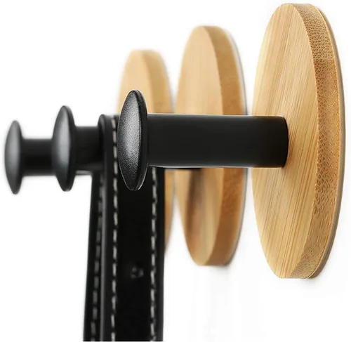Vista 6 de Ganchos de madera para colgar en la pared, para colgar en la puerta, para ropa, autoadhesivos, para cortina de ducha de madera, gancho decorativo