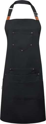Vista 6 de Cotton Canvas Apron for Women & Men – Adjustable Neck Strap & Waist Ties with Pockets