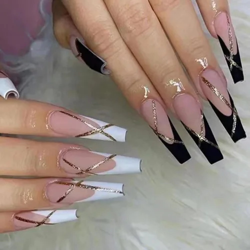 Vista 17 de Uñas postizas a presión de longitud media – 24 piezas de acrílico artificial reutilizables de cobertura completa para mujeres, diseño de corazón
